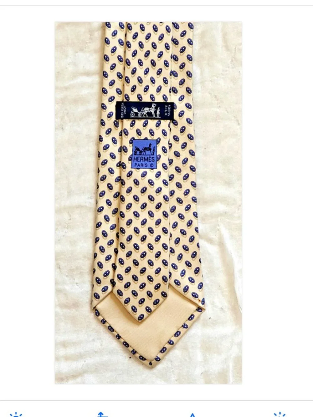 Hermes Geometric Chaine D'Ancre Yellow Men's Silk Tie 7957 EA 3.5